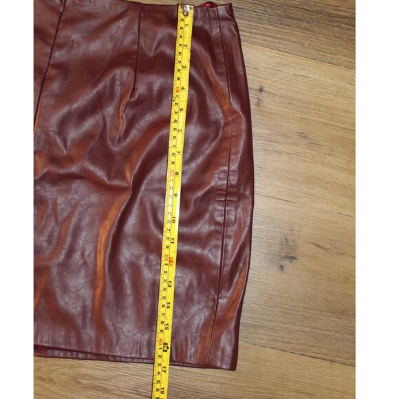 NWT DO+BE Faux Leather Mini Skirt Burgundy Front Slit L  Holiday Party Night Out - Picture 5 of 6